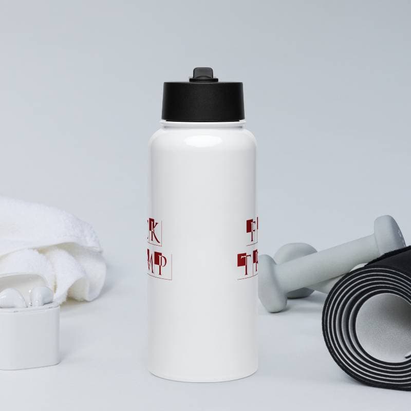Fuck Trump on Fuck Trump Stainless steel water bottle with a straw lid
