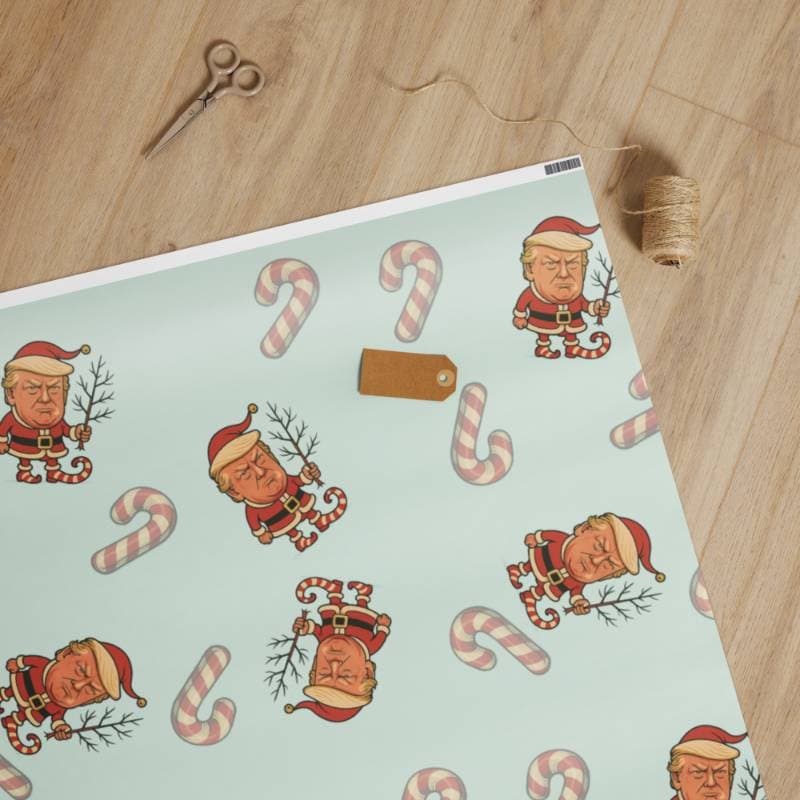Ho Ho Ho Scumbag on Trump with Tree Pale Green Wrapping paper roll